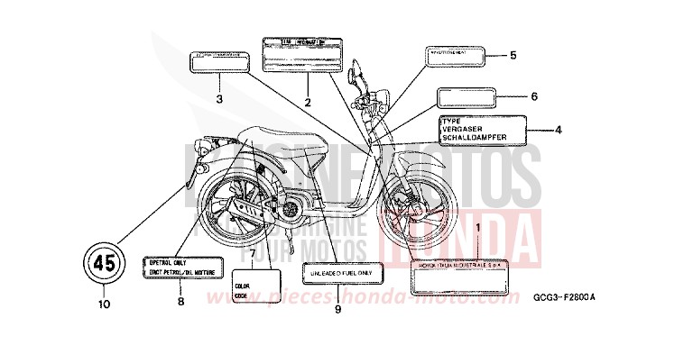 WARNETIKETT von CB1300 Super Bold'or ABS SPARKLING RED (R127) von 1998